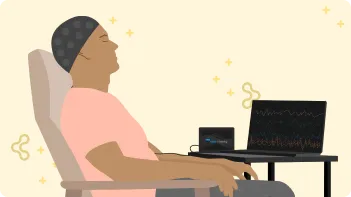 Illustration of a man with during a Neurofeedback session